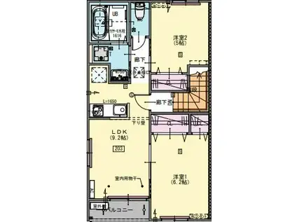 松尾ハイムE(2LDK/2階)の間取り写真