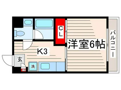 カーサデフローラII(1K/3階)の間取り写真