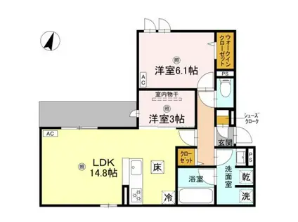 クラシスト苅田ウエスト(2LDK/1階)の間取り写真