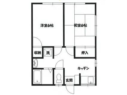 グリーンハイム東尾久(2K/1階)の間取り写真