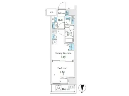 クラリティア板橋本町(1DK/5階)の間取り写真