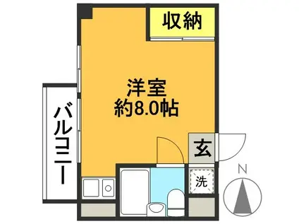 パスコマンション(ワンルーム/3階)の間取り写真