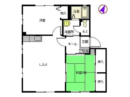 オー・ボアパティールA棟(2LDK/1階)の間取り写真