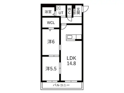アーバンコート尾西(2LDK/1階)の間取り写真