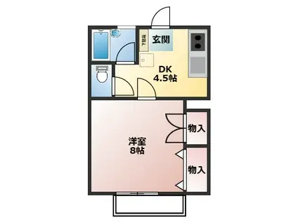 ハイムF(1DK/2階)の間取り写真