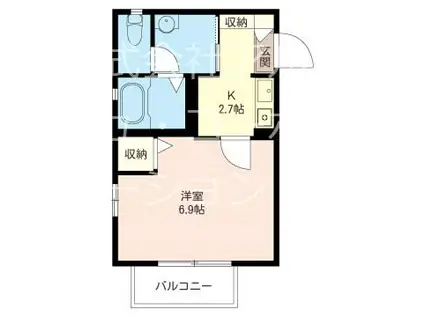 カーサ入江(1K/1階)の間取り写真