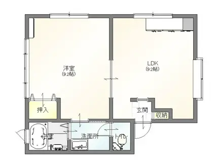 アーバンハウス茨島(1LDK/1階)の間取り写真