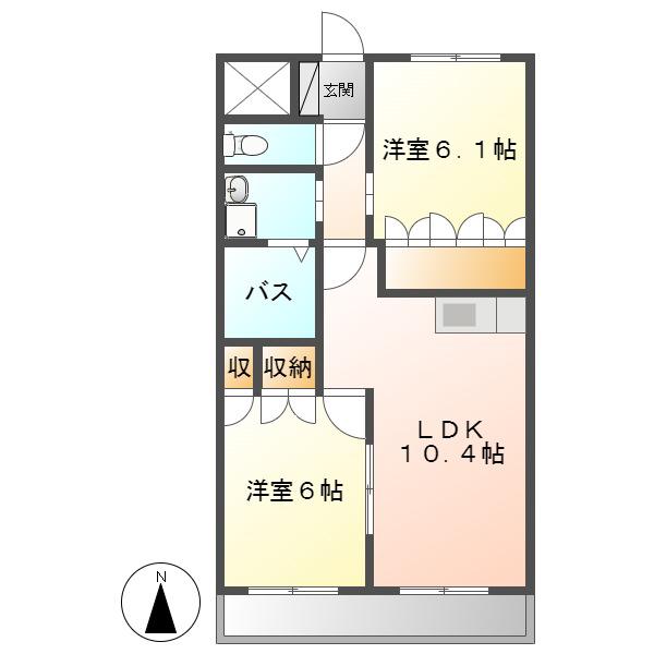 ハッピースタイルB(2LDK/2階)の間取り写真