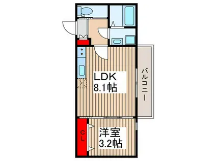 LEBEN浦和美園(1LDK/3階)の間取り写真