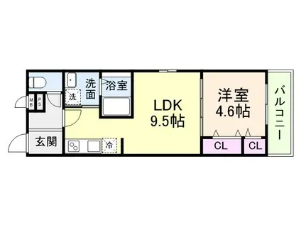 フジパレス長原サウス(1LDK/2階)の間取り写真
