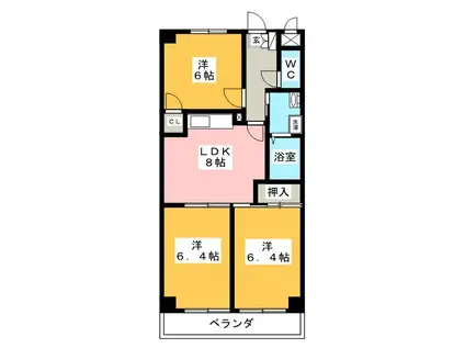 シティライブひばりヶ丘弐番館(3LDK/1階)の間取り写真