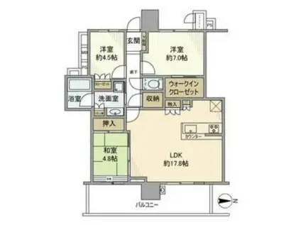 パークタワー南千里丘(3LDK/8階)の間取り写真