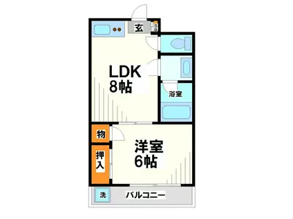 ハイネス白糸(1LDK/2階)の間取り写真