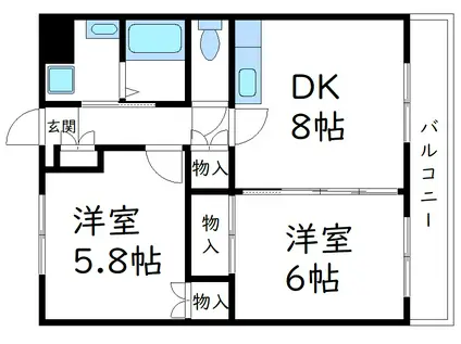 グランドールT(2DK/1階)の間取り写真