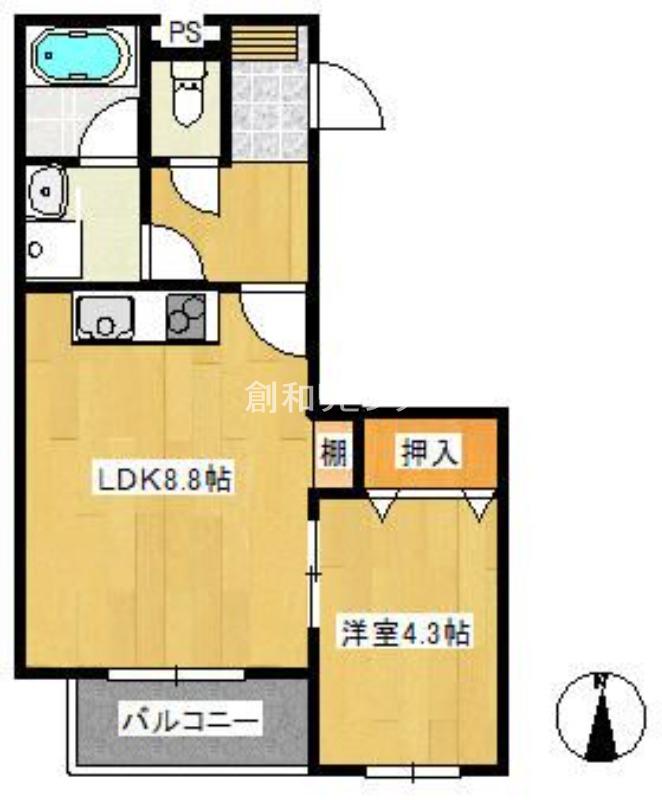 モン・レーヴ葉山(1LDK/2階)の間取り写真