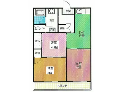 ドミール曙A(3DK/2階)の間取り写真