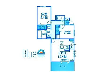 リヴェ一ル港南(2LDK/1階)の間取り写真