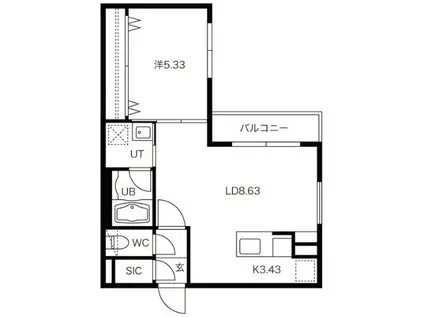 プレシェルト北栄(1LDK/2階)の間取り写真