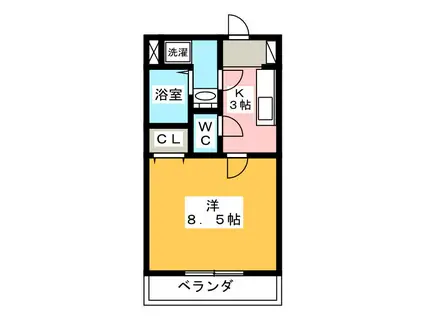 ブランナール泉(1K/1階)の間取り写真