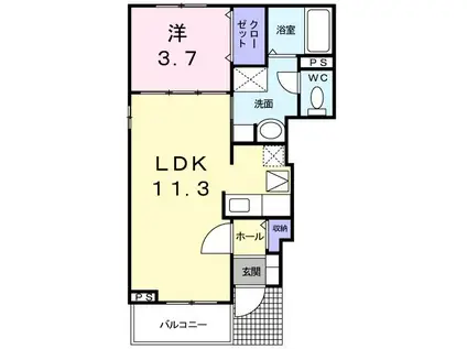 メゾンジャスティスB棟(1LDK/1階)の間取り写真