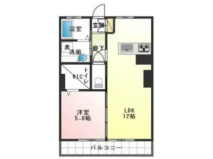 ハイリビングK(1LDK/3階)の間取り写真
