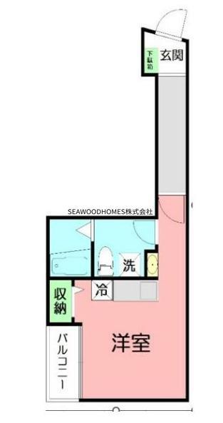 DEN鷹取Ⅱ(ワンルーム/3階)の間取り写真