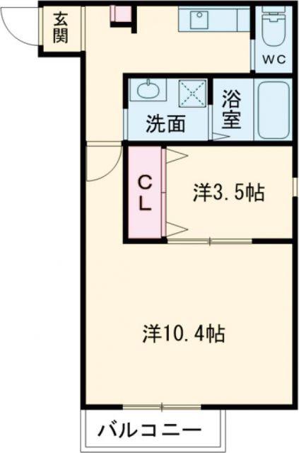 ブラン荒井B棟(2K/1階)の間取り写真