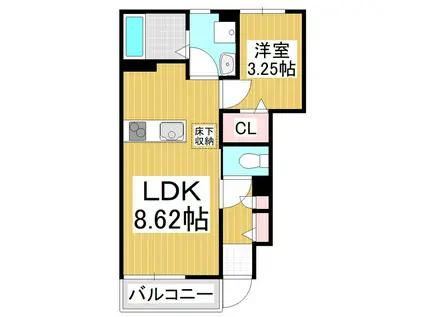 グランディール桔梗(1LDK/1階)の間取り写真