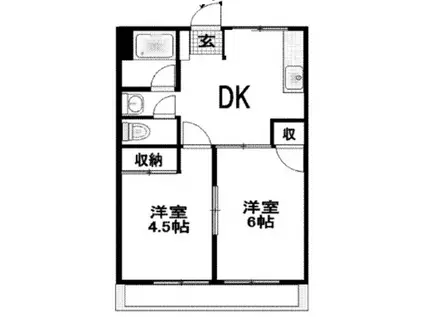 富士見コーポラス(2DK/4階)の間取り写真