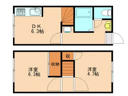 レオパレス堀内II(2DK/1階)の間取り写真