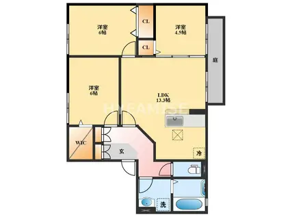 ウィルウィンド(3LDK/1階)の間取り写真