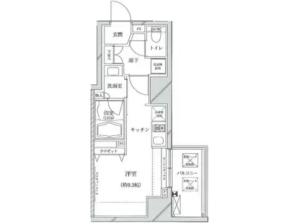 クレイシア亀戸(1K/8階)の間取り写真