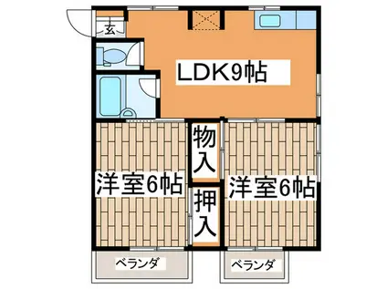 岩堀ハイツ(2LDK/2階)の間取り写真