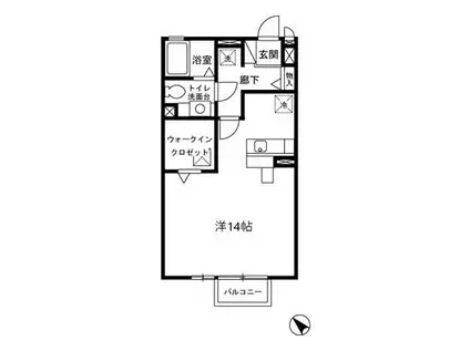 リビングタウン西寺方町(ワンルーム/1階)の間取り写真