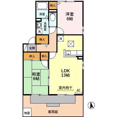 ボヌール A(2LDK/1階)の間取り写真