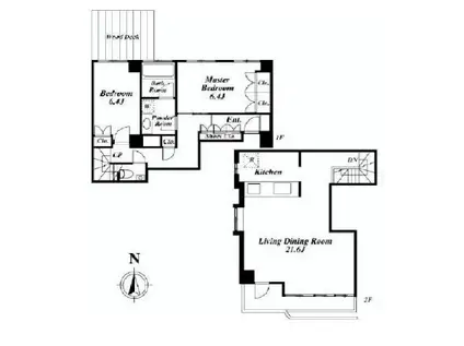 T S GARDEN信濃町(2LDK/1階)の間取り写真