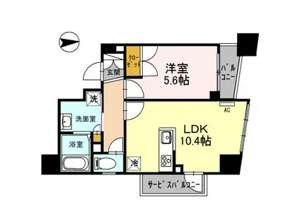 リベラーレ中野(1LDK/2階)の間取り写真