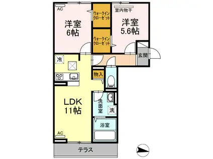 フレッチェ・ボスコV(1LDK/1階)の間取り写真