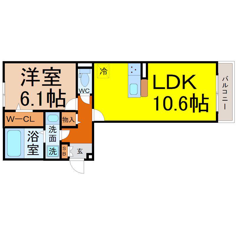 D-ROOM名駅 A棟(1LDK/3階)の間取り写真