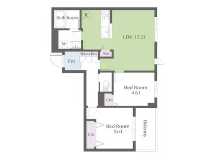 プレミアス弦巻(2LDK/2階)の間取り写真