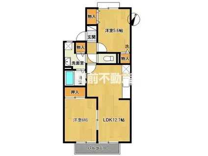 セジュールジェンヌB(2LDK/1階)の間取り写真