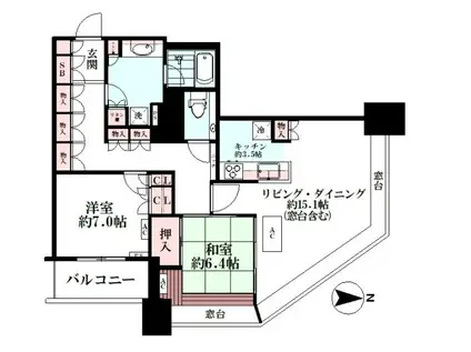 BRILLIAタワー東京(2LDK/15階)の間取り写真