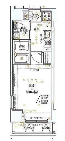 ガリシア新御徒町(1K/4階)の間取り写真