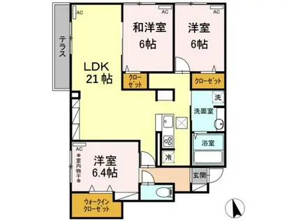 西台 稀 上ノ臺(3LDK/1階)の間取り写真
