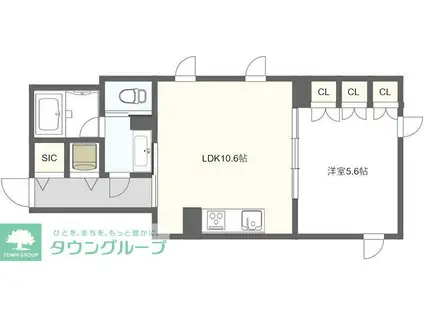 オモチ アド オオヤマ(1LDK/3階)の間取り写真