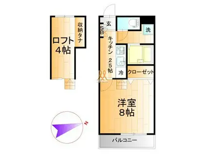 シャルマン(1K/1階)の間取り写真