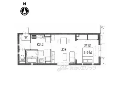 LATORRANCE2(1LDK/1階)の間取り写真