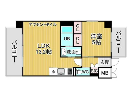 プレジオさくら夙川(1LDK/3階)の間取り写真