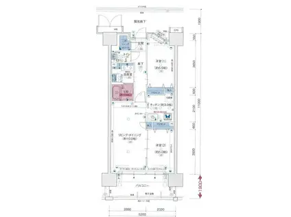 ポレスターいづろ通1102(2LDK/11階)の間取り写真