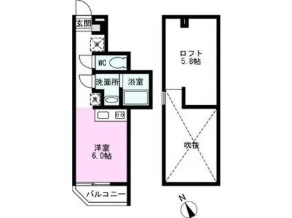 オアシスメゾン(ワンルーム/2階)の間取り写真